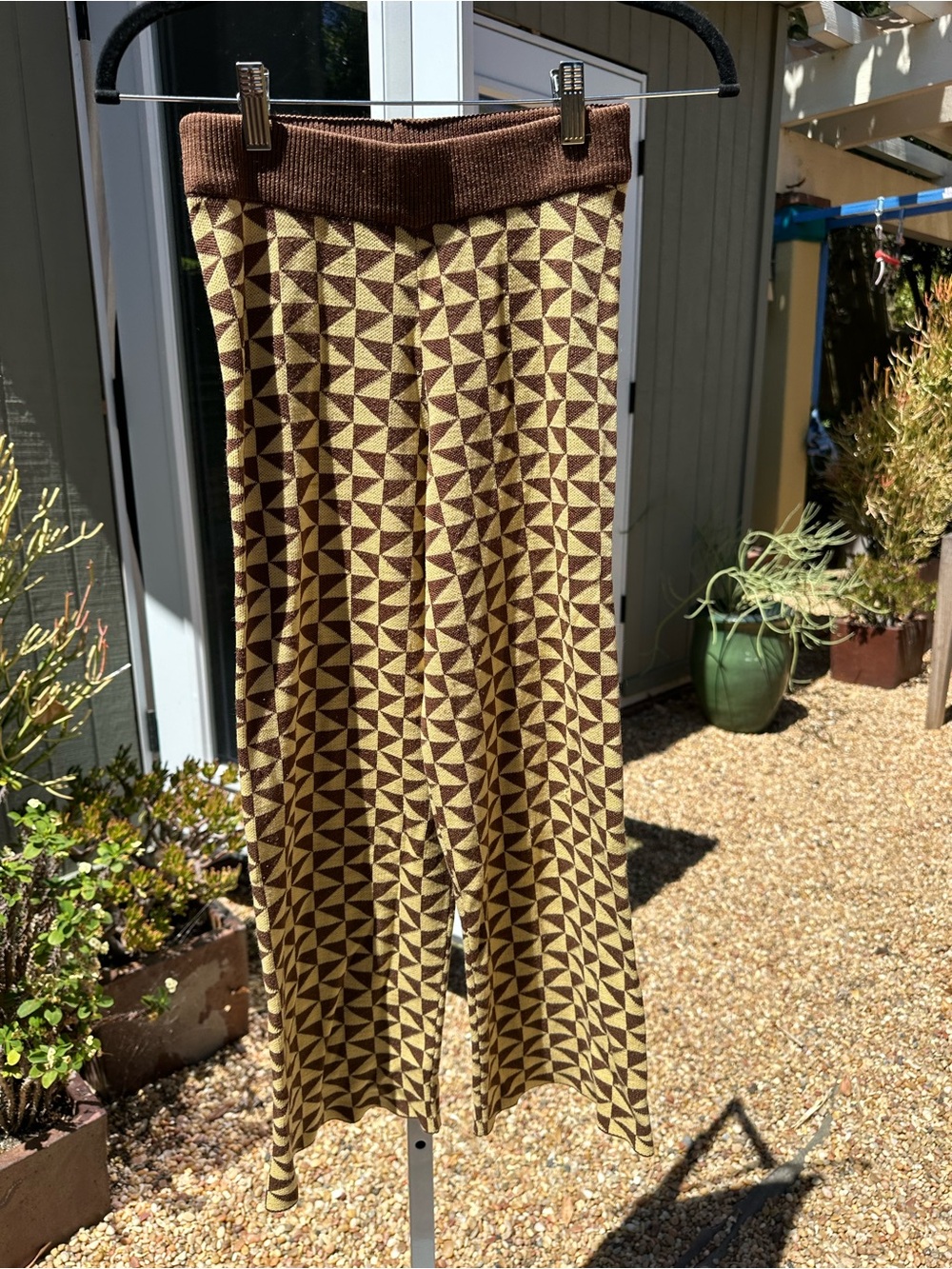 Zara Brown & Tan Geometric Knit Pants